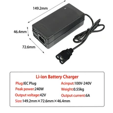 리튬 이온 폴리 고속 충전기 36 V 6A 배터리 42V GX16 IEC XT60XT90 10S 볼트, 02 AU Plug, 01 CHINA, 07 IEC
