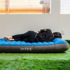 인텍스 초 경량 TPU 소재 캠핑 에어매트 잠이 편한 더블 2인용 베드 트루에어 펌프 포함, 단품