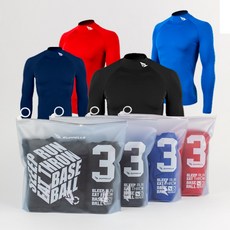 [2+1패키지] 러펠스 베이직 긴팔 언더셔츠 3개입 (스판 언더티 언더웨어), 블랙