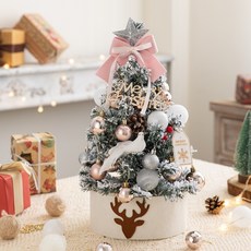 桌面迷你植絨聖誕樹套裝 (45cm/60cm) 粉色送燈 Christmastree 聖誕節裝飾, 45cm豪華版雪樹粉色套裝