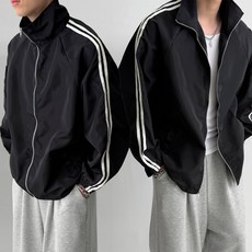 빠델 남성 오버핏 사이드 두줄 하이넥 방풍 트랙 바람막이