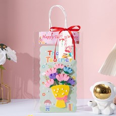 教師節立體手工卡片 永生花材料 兒童DIY親子活動 幼兒園老師禮物, 1個