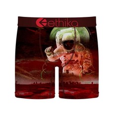 Ethika 남성용 미드 복서 브리프 4방향 스트레치 퍼포먼스 속옷 - 크림슨 오빗 궤도 라지