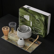 AOHAO 말차 도구 7PCS 세트 말차잔 차선 다선립 차시 필터 다건, 금, 3세트