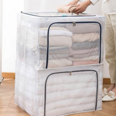 침대밑 옷정리함 이불 속옷 투명 방수 수납 박스 66L, 특대 66L