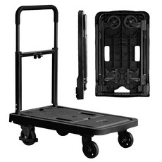 로티홈시스 접이식 카트 쇼핑 마트 폴딩 손수레 핸드 시장 4바퀴, 올블랙, 1개