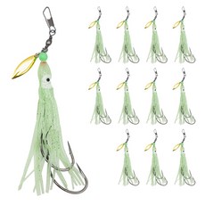 마리수 대구 낚시 바늘 대구 야광 꼴뚜기 40호 쌍바늘 채비 블레이드 자작 채비 12개, 12g
