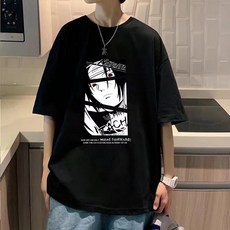 2022년 여름 트렌디한 반팔 남자 캐릭터 프린트 5부 티셔츠 와이드 티셔츠
