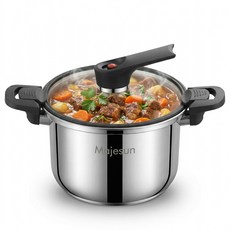 Majesun스테인리스 통3중 진공가마솥인덕션 겸용 저압냄비 곰솥/전골냄비 다용도 압력냄비, 1개, 본색, 24cm