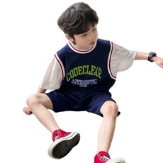 兒童夏季籃球運動套裝 短袖短褲兩件套 舒適透氣 活力休閒