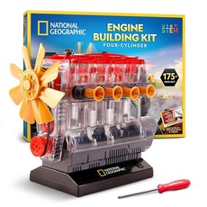 [빠른배송] 내셔널지오그래픽 4실린더 엔진 빌딩 키트 - 움직이는 부품이 있는 175개 이상의 작업 모델 선명한 엔진 모델 STEM 빌딩 장난감 도구 및 학습 가이드(한글