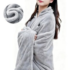 MIGA 인조 토끼털 온열 담요 캠핑용 무선 1인용 차박 전기담요, 그레이