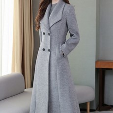 중년 여성 모직 코트 가을 겨울 캐주얼 엄마옷 자켓 슬림핏 중장년 엄마 아우터 기질 롱 모직 코트 빅사이즈 WGYZZF