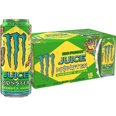 Monster Energy Juice Rio Punch 에너지 + 주스 드링크 473.2ml16온스 15개 팩 217205, 473ml