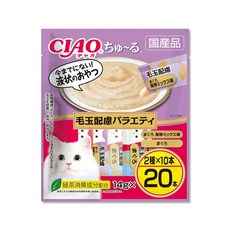 日本CIAO 啾嚕貓咪營養肉泥 幫助消化寵物補水流質點心20入 化毛鮪魚海鮮, 1個, 280g