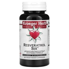 Kroeger Herb Co Resveratrol Six 베지 캡슐 60정 KHC-10084, 1개
