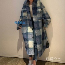 티류으스 여자 봄 가을 체크 남방 롱남방 가디건 오버핏 간절기 아우터 점퍼