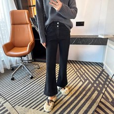 PEROLA 여성 부츠컷 청바지 봄 가을 빅사이즈 하이웨스트 스판 슬림 9부 데님 팬츠 (S~5XL)