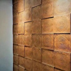 台灣*出貨 pu年轮木海腐木砖仿真木复古装饰墙背景墙民宿酒店新型材料, 1個, PU海腐木-120*60【中國紅】,1200*600MM 5張起