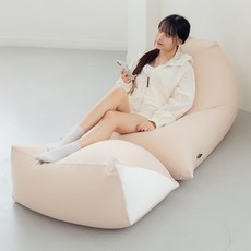 LINU 리누 빈백 등쿠션 스툴 허니홈 세트, 베이지