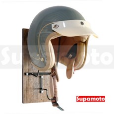 Supamoto 壁掛式安全帽架 雙用衣帽置物勾, 木板底(一套), 木紋底板+黑色掛勾