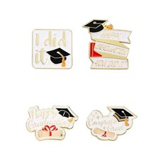 ARFUKA 졸업 시즌 테마 에나멜 핀 만화 합금 브로치 라펠 핀 세트 학생 졸업 선물 - 백팩 재킷 가방용 미니 배지 액세서리 4개 팩