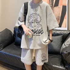 大碼休閒男裝華夫格短褲套裝，寬鬆透氣，臺灣熱賣，夏季百搭休閒褲套裝