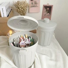심플디자인 휴대용 데스크 인테리어 미니 휴지통 아이보리