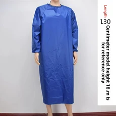 방수 내유성 긴 소매 앞치마 작업복 남여 산성 알칼리 애완 동물 미용실, 01 Large Size in Blue