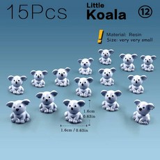 악기가챠 15Pcs 여우 토끼 코끼리 다람쥐 양 돼지 고양이 말 개구리 거북이 뱀 입상 미니어처 요정 정원 장식 액세서리, 15pcs Koala