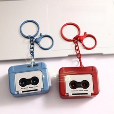 레트로 미니 카세트 녹음기 휴대용 키링 빈티지레드, 크리스마스빈티지