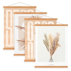 벤자민 4팩 8x10 8x12 8x18 포스터 프레임 사진 피쿠트레 캔버스 아트워크 아트 프린트 벽걸이용 마그네틱 라이트 우드 프레임 걸이(4팩 8인치 티크 컬러), Teak, 8"/4PK