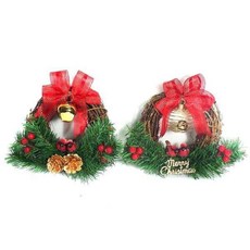 摩達客耶誕-台灣製聖誕鈴鐺樹藤花圈對組(一組兩入), 1個