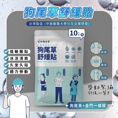 台灣本草 狗尾草舒緩貼 (長效、低敏型、涼感) 大包裝多件優惠 添加狗尾草、一條根精油, 1個