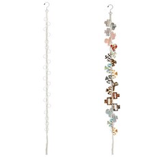 회전식 후크와 20개의 금속 링이 있는 걸이용 브레이드 헤어 클립 오거나이저 여성용 클로 클립 오거나이저 벽을 위한 유연한 걸이식 보관 장식, 1