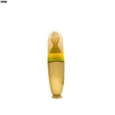 DFMEI 嬰幼兒米糊瓶擠壓式餵養勺食品級硅膠米糊勺輔食餵養餐具軟勺頭, 1個, 如圖, 納米銀-黃色