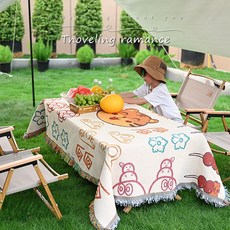 ins風26年春夏季新款鋪蓋布桌布蓋布郊遊戶外 戶外露營野餐墊, 老虎