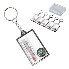 OW 온도계 나침반 열쇠고리 등산 장식 5개입 휴대용 키링, 1개, one