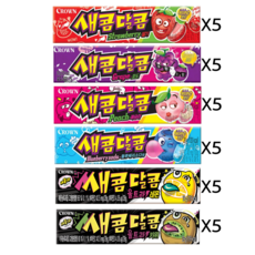 크라운 새콤달콤 스틱 딸기+복숭아+포도+블루베리소다+울트라레몬+울트라키위 (5개씩 6종모음), 29g, 30개