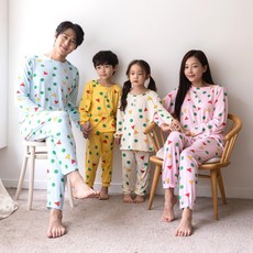 별별모아 가족 커플 주니어 아동 피치잠옷 파자마 긴팔 홈웨어