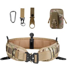 尼龍胖人腰帶 胖子加長皮帶 男士大號加長腰帶戶外多功能戰術尼龍 戶外多功能戰術腰封套裝 尼龍蛇 加厚腰帶多功能腰帶, CP迷彩腰封+腰帶+包+配件, 1個