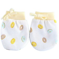 新生兒網眼透氣純棉綁帶防抓手套