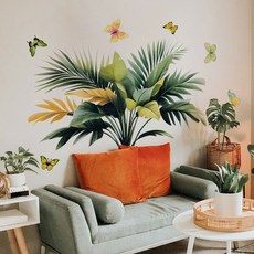 달빛코드 안방 주방 욕실 거실 벽면 인테리어 스티커 감성 예쁜 포인트 데코, 열대식물