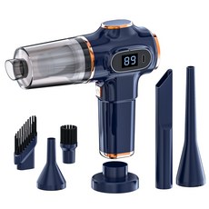 WOWWAY 무선 차량용 청소기 진공 미니청소기 4in1(에어건송풍+초강력흡입+진공압축+공기주입), 블루, XCQ-508-DBULE