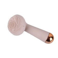 DFMEI 洗臉儀超聲波洗臉器洗護電動硅膠潔面儀充電美容毛孔按摩美容儀, 1個, 淺棕色:無底座USB震動款