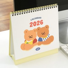 핑크풋 캘린더 2026 댄싱베어 탁상 달력 책상달력 탁상달력, 1개, 상세페이지 참조