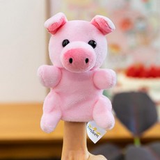 卡通動物系列 指偶毛絨玩具 親子互動 角色手指玩偶 兒童早教故事 禮物, 1個, 小豬,9cm