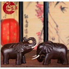 仙藝居 大象擺件, 黑檀木雕吉祥大象擺件, 1個