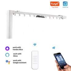 WiFi 커튼 커튼 모터 Tuya 스마트 라이프 맞춤형 전기 커튼 커튼 트랙/처마 장식 원격 yandex alice Alexa Echo Googlehome Control, [02] single open, [16] motor and 3.3m, 16) motor and 3.3m - single op