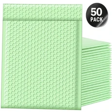 50 Pcs 멀티 컬러 배달 패키지 포장 소규모 비즈니스 용품 봉투 패키지 버블 봉투 포장 가방, 18*23cm, Mint Green